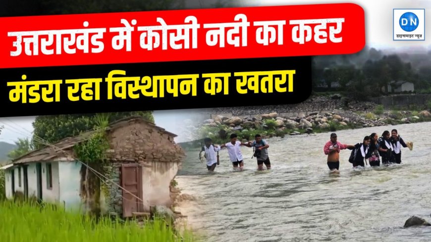 कोसी नदी का कहर: चुकुम गांव में मकानों और गौशाला का बहाव, ग्रामीणों में दहशत फैल गई