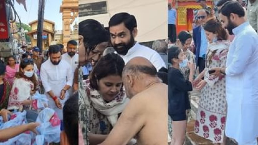 हरिद्वार: महेंद्र सिंह धोनी की पत्नी साक्षी ने हरकी पैड़ी पर किया गंगा स्नान और पूजन