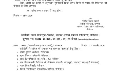 नैनीताल: मौसम पूर्वानुमान के चलते कल छुट्टी के आदेश जारी