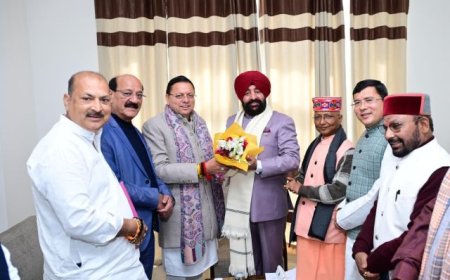 मुख्यमंत्री पुष्कर सिंह धामी ने भराड़ीसैंण में राज्यपाल से की शिष्टाचार भेंट