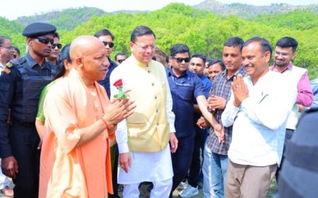 यमकेश्वर पहुंचे मुख्यमंत्री योगी आदित्यनाथ और पुष्कर सिंह धामी