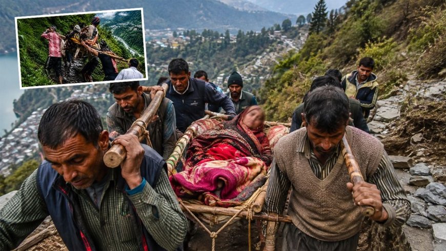 नैनीताल के गांव में सड़क के अभाव में घायल महिला को 4 किमी डोली में ले जाने की सच्चाई